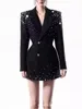 女性のスーツ贅沢なブラックライト成熟したスタイルヘビーネイルビーズスーツコートスプリングウェアフレンチ素晴らしいファッション汎用性