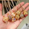 Pendant Necklaces Gradient Flowers Cloisonne Essential Oil Diffuser Locket Necklace Vintage Glowing Warm Color Women Jewelry