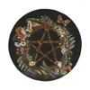 Carpets Nature Pentacle Branch Vine Trunk Flowers And Plants Surrounded By Moths Round Flannel Floor Rugs Soft Carpet For Home Decor