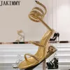Sandals Summer Marque High Heel Femmes Open Toe Wedge Srake Strap Designer Dress Shoes Sexy Runway Party Party