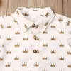 Baby Boy s Summer Outfits Sets Short Sleeve Crown Print TShirt Top Solid Color Shorts 240328
