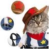 أزياء Cat ملابس مضحكة Cosplay Cowboy Costume for Small Medium Dogs Cats Puppy Throbits Novelty Hitten Dress Up Pet Suppies