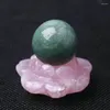 Figurine decorative 1pc Amazing Natural Pink Quartz intagliato a forma di loto art DECO Crystal Ball Porta