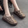 Casual Shoes Genuine Leather Hollow Sandals Spring Comfortable Breathable Versatile Flat Women's