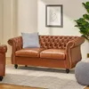 Krzesło obejmuje tradycyjne Chesterfield Loveat Cognac Brown Dark