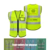 Clothing Custom Safety Vest Logo High Visibility Safety Vest Class 2 Hi Vis Reflective Security Vest Customized with Zipper & Pockets