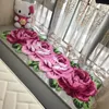 Carpets Handmade Boutique Pink/Red Rose Embroidery Long Strip Carpet Wedding Room Decor Rugs/carpets Kitchen Bathroom Antiskid Doormat