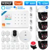KITS KERUI W181 Sistema de alarme Wi -Fi GSM Alarme para suporte domiciliar Alexa Tuya Smart Motion Sensor Door Sensor Detector Siren Segurança