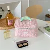Kosmetiska väskor kosmetika förvaring väska koreansk ins rutig makeup stor kapacitet japansk söt stil bärbar tvätt