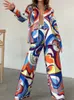 Two Piece Sets African Sets For Women African Print Elastic Bazin Baggy Pants Rock Style Dashiki Famous Suit Lady Outfits 240325