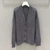 Kvinnors stickor bc varumärke bomulls cardigan diamant garn engelska rib 2024 långärmad stickad stickkläder lyxdesign enkel bröst casual tröja kvinnor