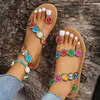 Hot Sandles Heels Sunflower Flat Sandals Womens Summer Shoes Beach Flip Flops For Women 240228