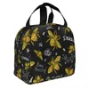 Dinnerware Honey Bees With Crown Lunch Bag Insulated Compartments Reusable Tote Handle Portable For Kids Picnic School