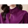 Blouses pour femmes Couleur unie à manches longues Shirts printemps automne tops lâches de Business Wear Office Vêtements féminins J162