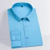 Camisas de vestido masculinas estiram camisa não-ferro de camisa longa colarinho quadrado de colarinho sólido gabinete mole de escritório