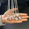 Pendant Necklaces Gradient Flowers Cloisonne Essential Oil Diffuser Locket Necklace Vintage Glowing Warm Color Women Jewelry