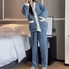 Vêtements à domicile Coral Tleep Loungewear Set Femmes Assumez-vous à l'hiver confortable pour des pyjamas thermiques en peluche avec des manches longues à col en V