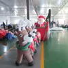 Gratis leverans utomhusaktiviteter 7 m lång uppblåsbar jul Santa Claus på släde Styr en släde med ren för utomhusdekoration