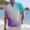 Lente/zomer nieuw poloshirt heren 3D bedrukt Henley Shirt Holiday Hawaiian Button Short Sheeved shirt