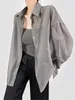 Bluzki damskie Koreańska moda luźna płaszcz koszuli solidny rayon grzbiet grzbiet podzielony 1 guzik cienki krem ​​przeciwsłoneczny letnie koszule