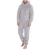 Men's Sleepwear Men Winter Warm Teddy Fleece Stitch Onesie Fluffy One Piece Sleep Lounge Pajama Jumpsuits Hooded Onesies For Adult