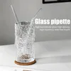 Dricker sugrör Transparent glasstrå återanvändbara Rietjes armbåge vin paille bar tillbehör hög temperatur cocktail