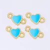 Charms 20st 13 10mm Mini Heart Pendant Connectors Emamel Drip Oil Double Ring Charm för smycken Making DIY Halsbandsarmband Tillbehör