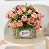 Fiori decorativi 10 seta testa peonia decorazione floreale artificiale rosa bouquet feste di nozze che tiene una composizione casalinga falsa