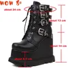 Walking Shoes Punk Goth Boot Women's Ankel Platform Woman Brand Trendy Luxury Lace Up Thick Bottom High Heels Winter Motorcykel