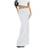 Spódnice Karwuiio Women z wysokim talią Knit długą spódnicę Maxi Casual Basic pod kolaną elastyczne ołówek (biały l)