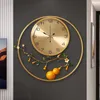 Horloges murales Horloge d'art en métal silencieuse Modern House Golden House Round montre la chambre numérique Reloj de Pared Decor
