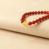 Länkarmband naturliga cinnabar armband med bivaxpärlor för män och kvinnor överför rött rep gåva