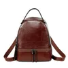 Sacs d'école Sac à dos de sac à dos sac à dos de dossier de sac en cuir authentique conception de mode rétro cire de cire
