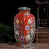 Vases de grande taille 34 cm d'émail de couleur carrée de couleur carrée et vase à oiseaux jingdezhen céramique antique décoration de porcelaine chinoise antique ornam