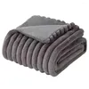 Filtar grå randig kast filt jacquard super mjuk säng täckning vinter varm stygn fluffig linnebädd