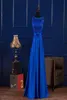 SCOOP NECK LACE SATIN Evening Dresses Long Royal Blue Bourgogne 2020 Floor Length Bridesmaid Dress Abendkleider2329927