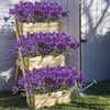 Dekorativa blommor buntar konstgjorda utomhus UV -resistent Fake No Fade Faux Plastic Plants Garden Home Wedding Farmhouse Decor