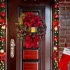 Decorative Flowers Cordless Artificial Christmas Wreath Indoor Outdoor With LED Lantern Long-Lasting Holiday For Balcony