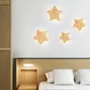 Wall Lamp Wooden Star Nordic Log Cartoon Pentagram Bedroom Night Light For Baby Kids Children's Room Aisle Stairs Sconce Gifts