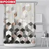 Rideaux de douche motif en marbre rideau étanche 3d tapis de salle de bain et grain géométrique grain de baignoire non glissée couvercle de couvercle de toilette