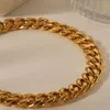 Nicht -tarner 18K Gold plattiert Edelstahl Colarmbone Halskette Minimalistische Punk Chunky Cuban Kette Choker für Frauen