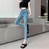 Jeans femininos Spring Autumn Fashion Diling Ripped for Women High Stretch Stretch Skinny Pants Pantalones femininas Mujer