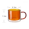 Wine Glasses Modern Simple Color Double Layer Anti-Scalding Glass High Temperature Office Coffee Cup Creative Light Luxury With Handlebar