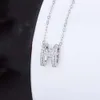 Letter H Necklace Women's Sterling Sier Full Diamond Three Dimensional Simple Small Crowd Collar Chain Accessories