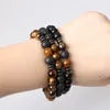 Strand 3 Stücke / Set Mode Herren Armband Naturstein Tiger Auge Lavastätte und Frauenschmuck Geschenk Klassiker Klassiker