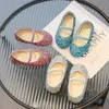 Dziewczęta dziewczyny skórzane buty księżniczki cekin skórzane buty różowe niebieskie białe niemowlę dzieci buty do stóp 21-35 E0OW#