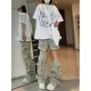 여자 청바지 2024 미국 레트로 분리 가능한 멀티 포켓 디자인 감각 툴링 여성 Y2K Harajuku Straight Pants Street Wear