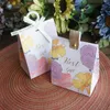 Present Wrap 12 PCS Gold Flower Wish Design Paper Box As Chocolate Macaron Candy Packaging Boxes Wedding Birthday