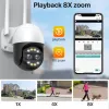 Kameror 4K 8MP WiFi IP -kamera 2.8+12mm Dual Lens 8x Zoom PTZ Camera Outdoor 2K Security CCTV Camera Auto Tracking ICSEE P2P Surveillance