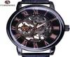 ForSining Black Bezel Red Roman Display Hollow Gravering Watches Män Topp märke Luxury Mechanical Skeleton Watch Clock Wristwatch8297839